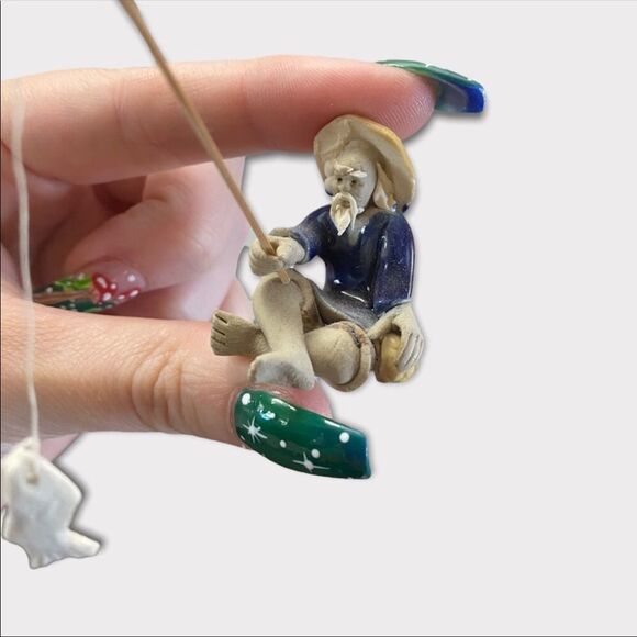 3/$15 Mini Clay Fisherman Figurine - Picture 4 of 4
